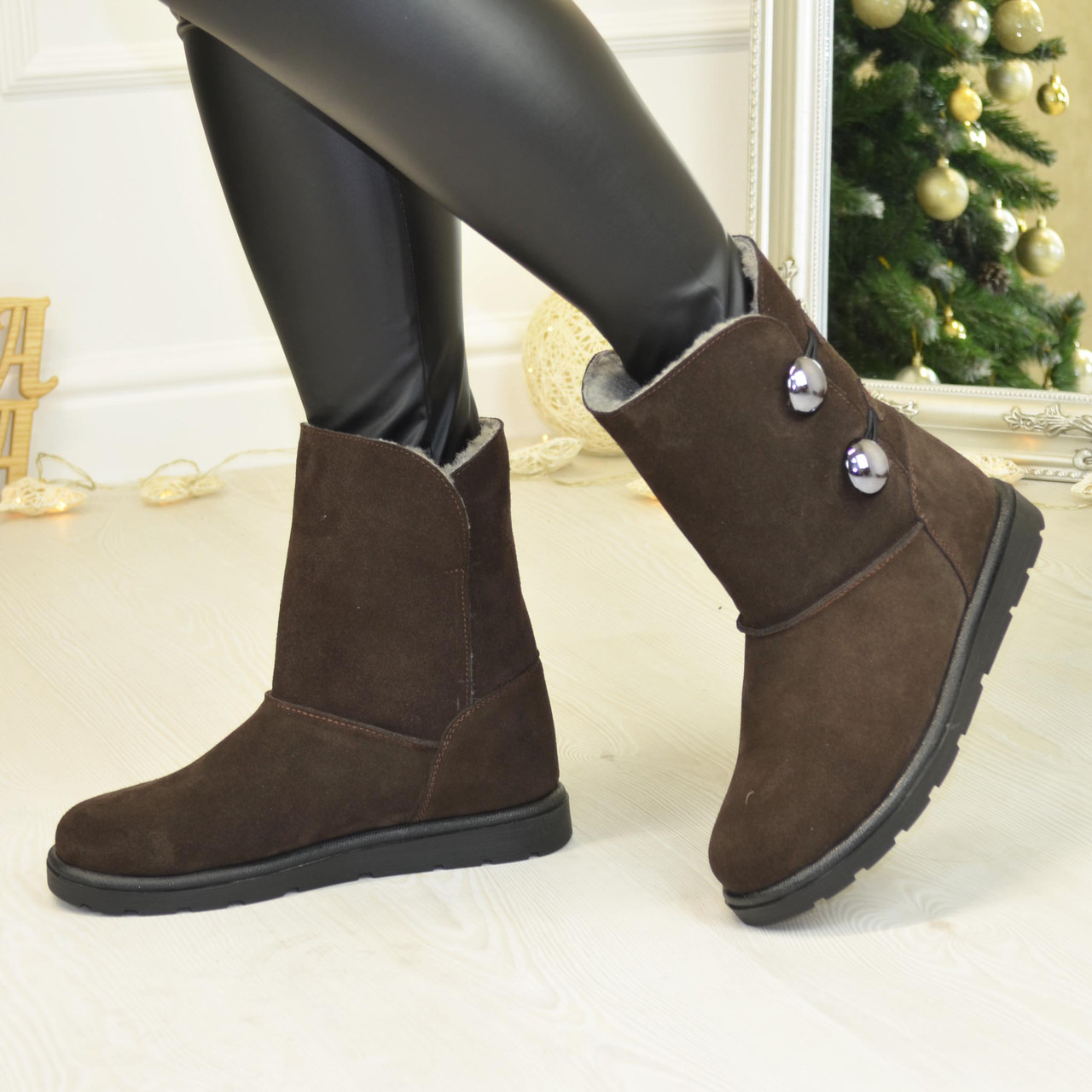 Уги замшеві коричневі зимові. 39 розмір, фото 1