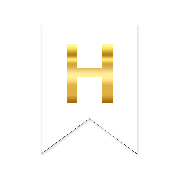 Букви на прапорці для будь яких написів "Н" золото на білому