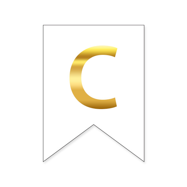 Букви на прапорці для будь яких написів "С" золото на білому