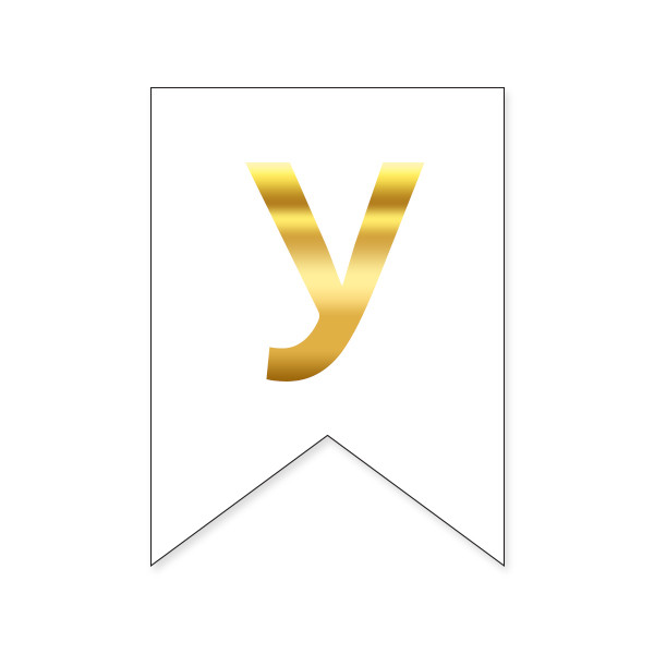 Букви на прапорці для будь яких написів "У" золото на білому