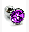 Анальна пробка металева Flight of Fancy з фіолетовим кристалом, фото 3