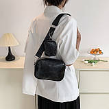 Жіноча класична сумка 9137 крос-боді через плече чорна, фото 3