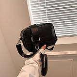 Жіноча класична сумка 9137 крос-боді через плече чорна, фото 4