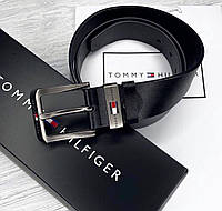 Мужской кожаный ремень Tommy Hilfiger классический поясной ремень из натуральной кожи черный брендовый