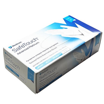Рукавички нітрилові без тальку Medicom Advanced Platinum 1174N-C 100 шт., білі M 3.6 г, фото 1