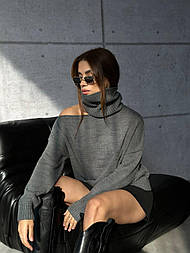 Женская свободная кофта с вырезами на плече и воротником стойкой (р. 42-46) 77043309