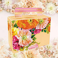 Праздничная коробка "Сумка персиковая с цветами"