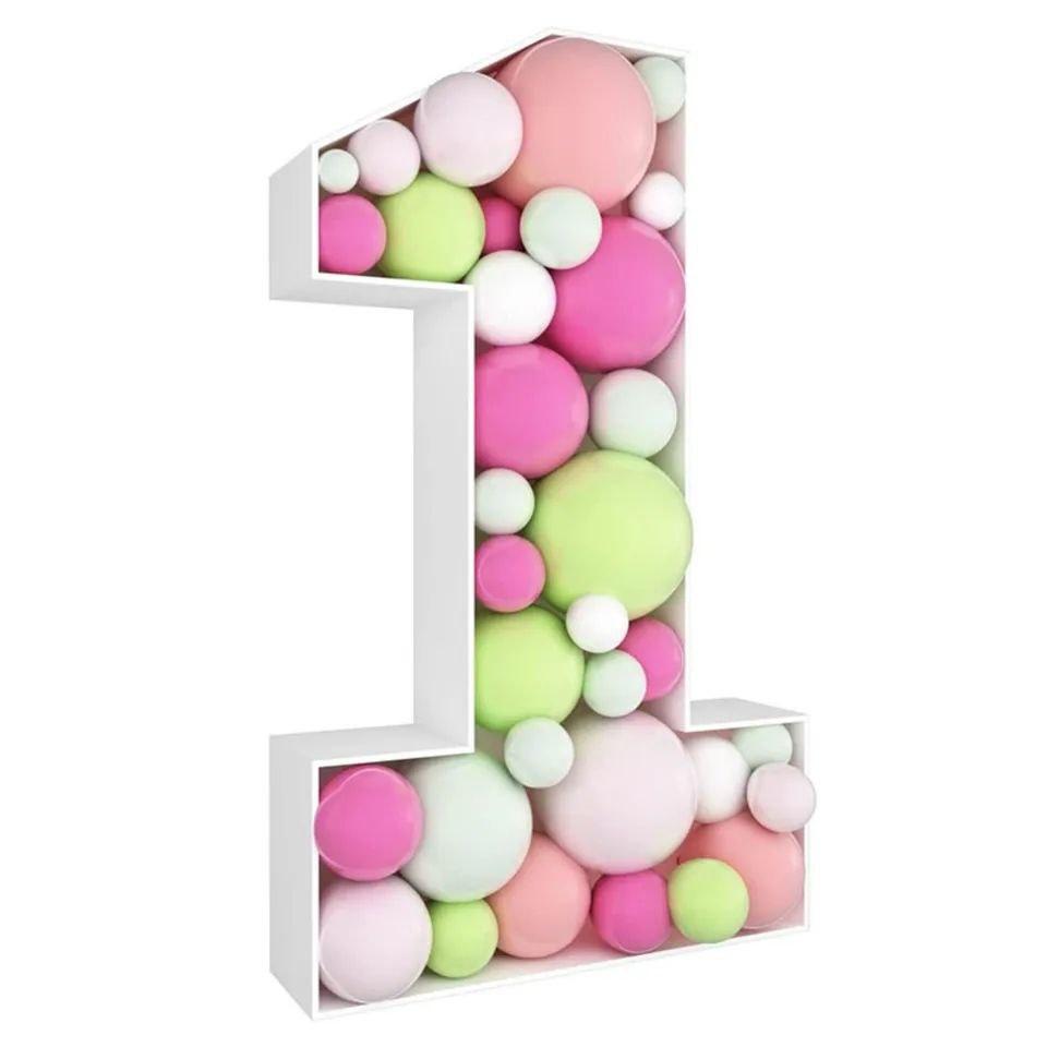 Каркасна цифра 1 з пінопласту для кульок 100см