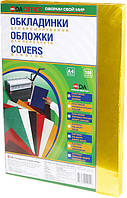 Обкладинки для палітурки DA пластикові прозорі А4 180 мкм 100 шт Жовті