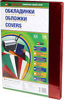 Обкладинки для палітурки DA пластикові прозорі А4 180 мкм 100 шт/уп Червоні