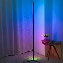 Підлогова кутова RGB-лампа торшер керування з пульта та телефона, підсвітка кімнати підлогова, фото 4