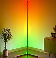 Напольная угловая RGB лампа торшер управление с пульта и телефона, подсветка комнаты напольная