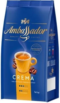 Кава у зернах Ambassador Crema 1кг Польща Амбассадор Крема зерно