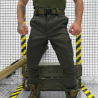 Тактические штурмовые штаны Soft shell Олива, брюки с высокой посадкой и хлястиками под ремень