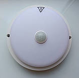 Світильник стельовий світлодіодний для ЖКГ круглий накладний LED 12W 4500К IP65 Vestum з датчиком руху, фото 7