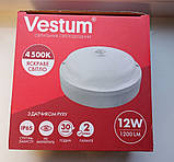 Світильник стельовий світлодіодний для ЖКГ круглий накладний LED 12W 4500К IP65 Vestum з датчиком руху, фото 5