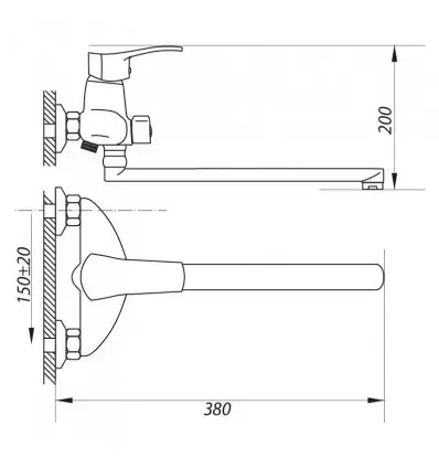 СМЕСИТЕЛЬ ДЛЯ ВАННЫ ИЗ ЛАТУНИ С ВОРОНКОЙ ХРОМ ZX NHK-A279