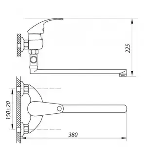 СМЕСИТЕЛЬ ДЛЯ ВАННОЙ КОМНАТЫ ZX EYB-A135, фото 4