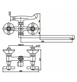 СМЕСИТЕЛЬ ДЛЯ ВАННЫ HB 140 DOMINOX EURO КЕРАМИКА, фото 2