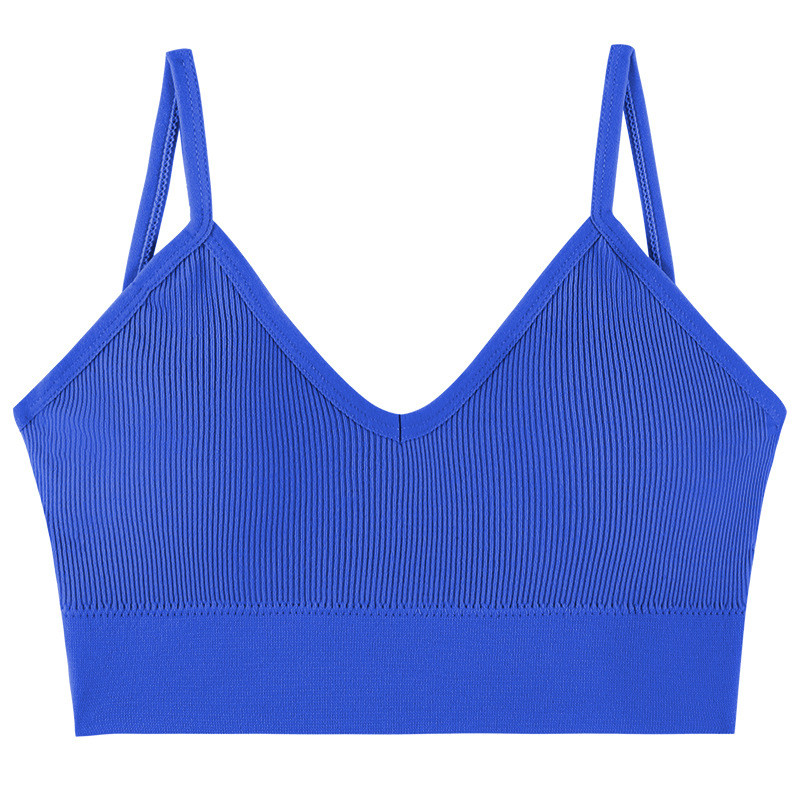 Топ жіночий у рубчик Lesko 08WX# M 70/75 ABC Синій з нерегульованими бретелями знімні чашечки 2 шт., фото 1
