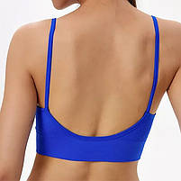 Топ жіночий у рубчик Lesko 08WX# M 70/75 ABC Синій з нерегульованими бретелями знімні чашечки 2 шт., фото 4