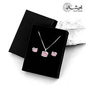 Ніжний комплект посрібних прикрас "KITTY" зі вставками опала Підвіска + Гвоздики S925 проби EGYPT SILVER