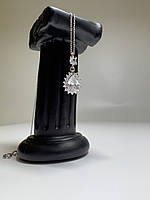 Подвеска серебряная Кристалл Дождя, цепочка в форме капельки из фианитов, серебро 925 пробы, длина 40+5 см