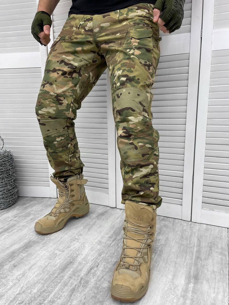Тактические весенние штаны мультикам, армейские водонепроницаемые брюки с усиленной зоной колен - фото 4 - id-p2072849204