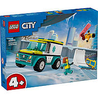 Конструктор Lego City Швидка допомога та сноубордер 60403