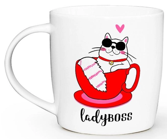 Чашка 360мл Lady boss, бочка + подарункова коробка (1934), біла, Kvarta, Арт.48854