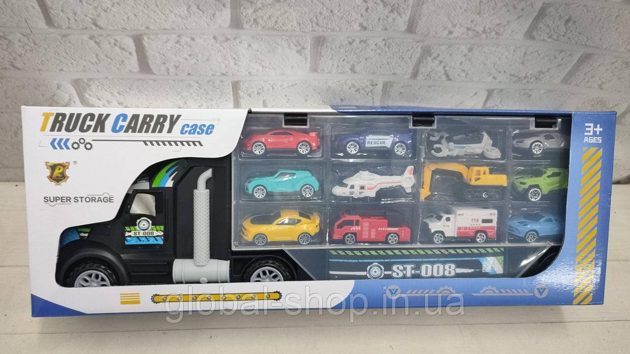 Ігровий набір вантажівка, автовоз, Трейлер із машинками 3 шт. Truck King