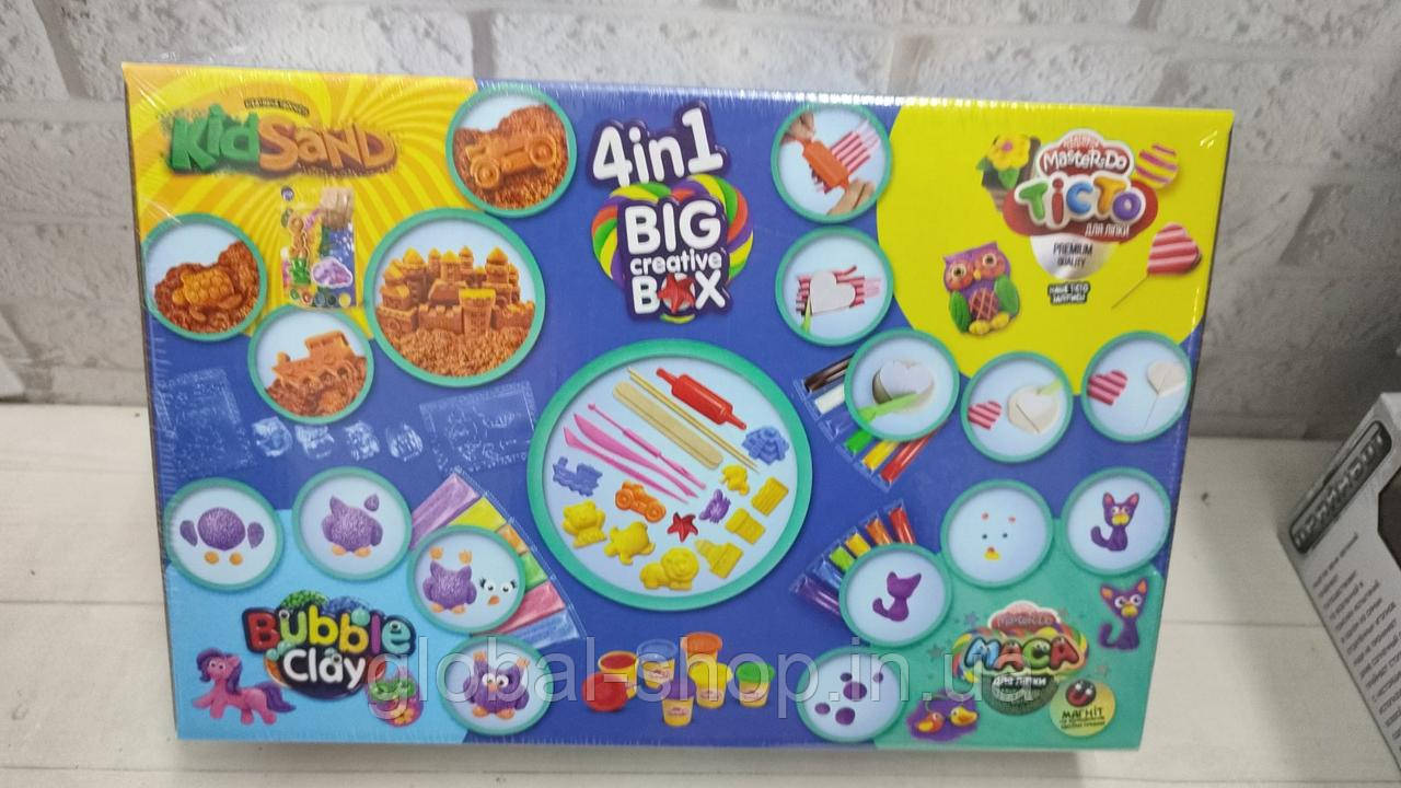 Набір для творчості " Тісто для ліплення, кінетичний пісок" Big Creative Box 4 в 1 Danko Toys