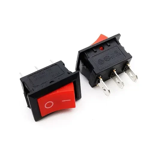Перемикач Daier KCD1-102, ON-ON, 3pin, 10A 125V/6A 250V, червоний