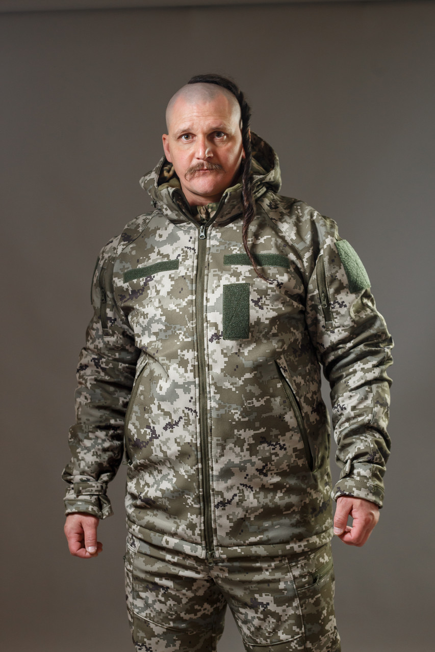 Куртка військова тактична утеплена Софтшелл Піксель (-30С)
