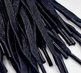 Шнурки для взуття з просоченням плоскі 100 см чорні (6 мм), поліестер