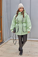 Стильная женская зимняя куртка норма + батал 46-48, 48-50, 50-52, 52-54 Зеленая