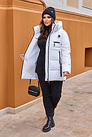 Жіноча курточка зимова стьобана Норма + Батал Біла