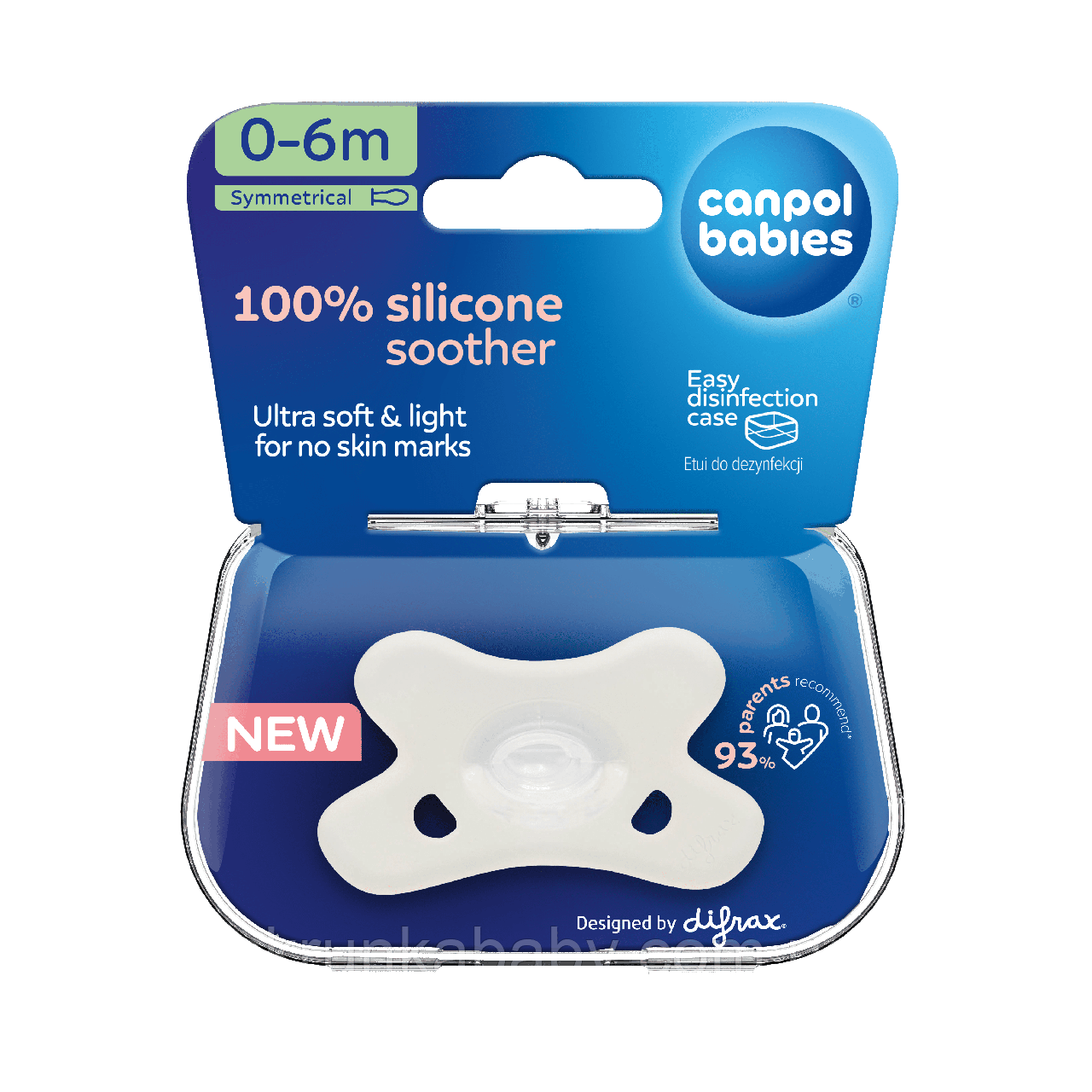 Пустушка силіконова симетрична 100% силікон 0-6 міс Canpol babies 1 шт. (колір білий), фото 1