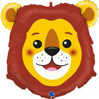 Фольгована кулька фігура "Голова лева" коричнева Grabo 61х65см (1шт.)