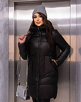 Зимняя куртка с капюшоном стеганая Большого размера Черный