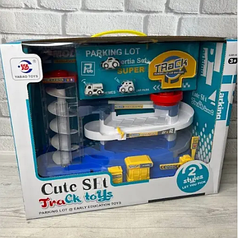 Ігровий паркінг-автопарковка для машинок "Cute Set Track Toys 3004" 2 рівні з ліфтом.