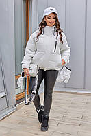 Куртка з рукавичками жіноча зимова Великого розміру Біла