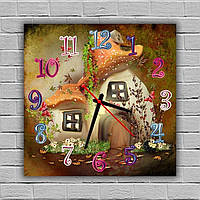Настенные часы в детские, креативные настенные часы ручной работы, картина часы Сказочный домик, 30х30 см