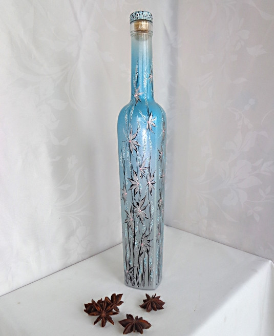 Декоративна інтер'єрна пляшка з авторським розписом "Зоряне небо"