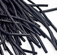 Шнурки круглые вощеные 120 см, темн. черные 3 мм , п/э