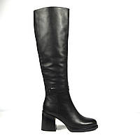 Сапоги женские зимние черные кожаные на каблуке устойчивом 18J1625-1705ZB-6365 Lady Marcia 3128