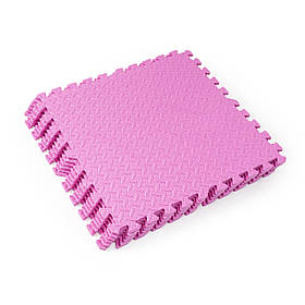 Мат-пазл WCG EVA 60x60x1см Рожевий: захисний килимок для фітнесу, йоги, залу + краю