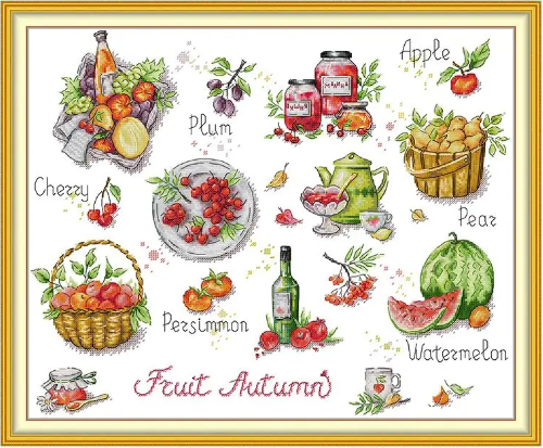 Набір для вишивання за нанесеною на канву схемою "Autumn Fruits". AIDA 14CT printed 51*43 см
