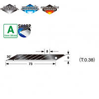 Леза сегментні 9мм TAJIMA Acute Angle Razar Black Blades CB39RB кут нахилу 30°, 10 шт.