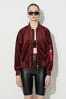 Urbanshop Куртка-бомбер Alpha Industries MA-1 OS Velvet жіночий колір бордовий перехідна 106002.184-maroon